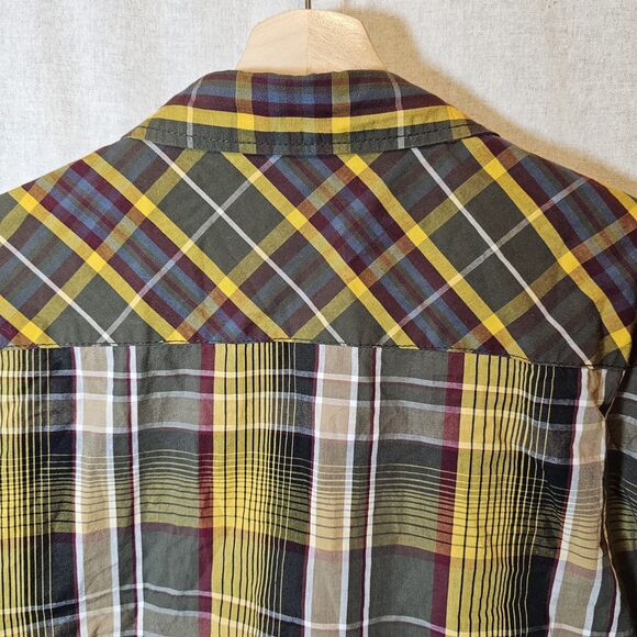 R. Sole Mens 2XL Mixed Print Plaid Yellow Green Blue Long Sleeve Streetwear - Picture 6 of 9